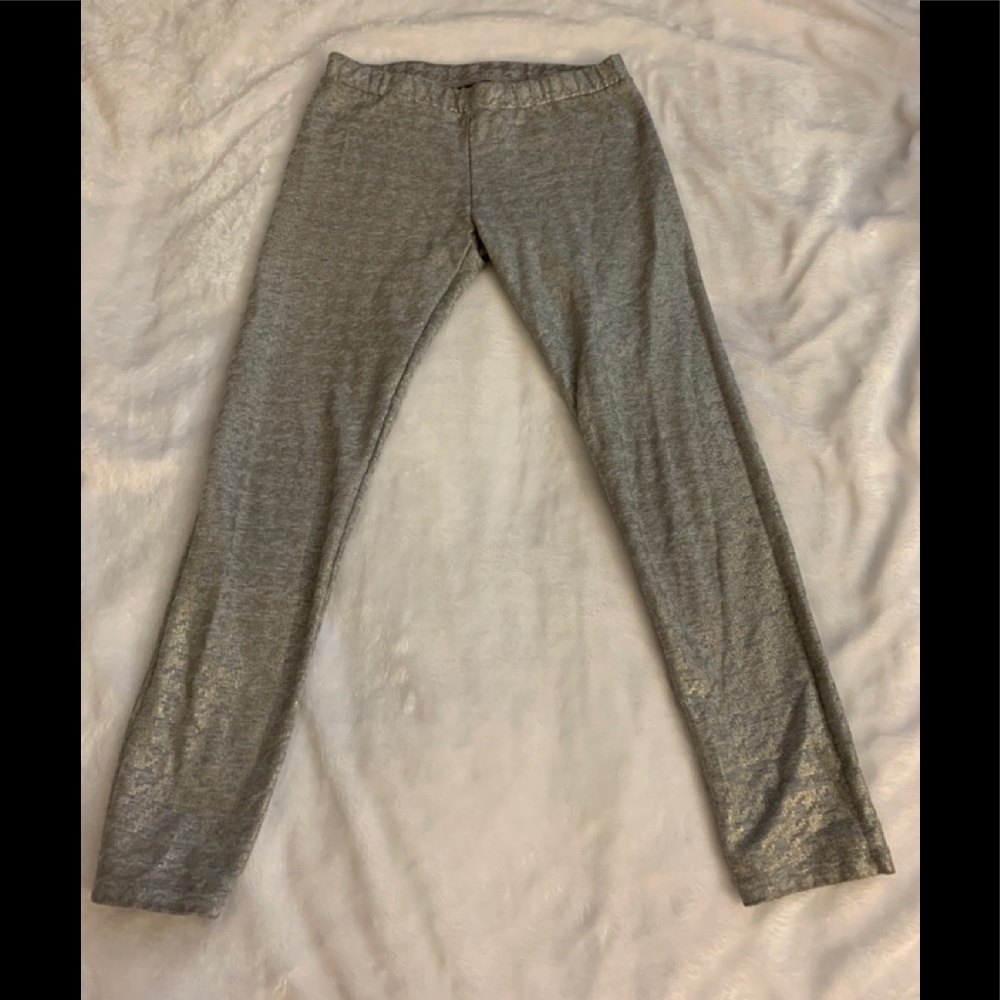 Girl silver metallic grey leggings/pant